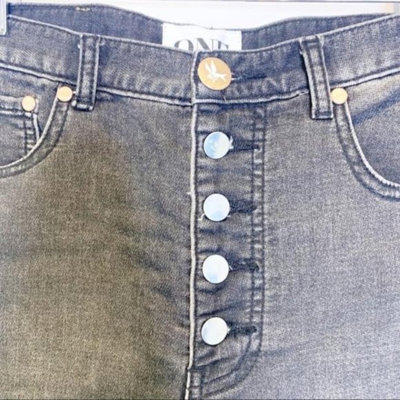 One Teaspoon Gray High Waist Button Front Denim Shorts 26 - Picture 3 of 8